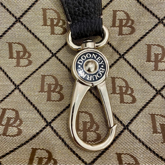 Vintage Dooney & Bourke Brown and Tan Tulip Satchel Logo Purse/Bag w/Lock Strap - Picture 8 of 13